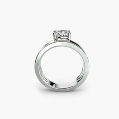 Wide Band Solitaire with Pavé Band