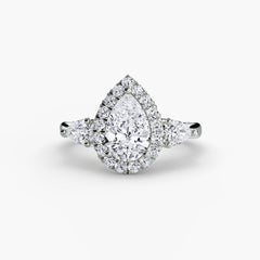 Three-Stone Ring with Halo