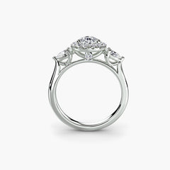 Three-Stone Ring with Halo